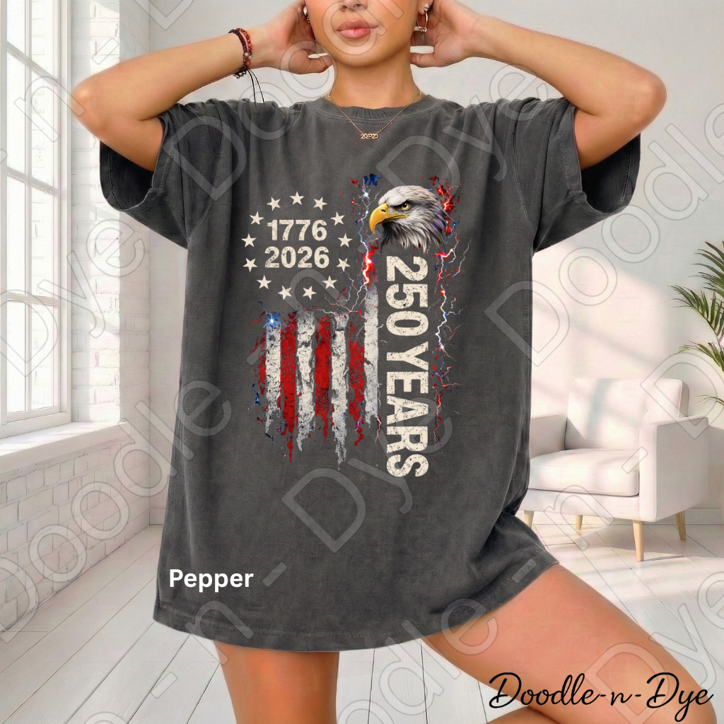 America 250 Anniversary Comfort Colors Tee, 1776-2026 July 4th Shirt, Bald Eagle Patriotic T-Shirt