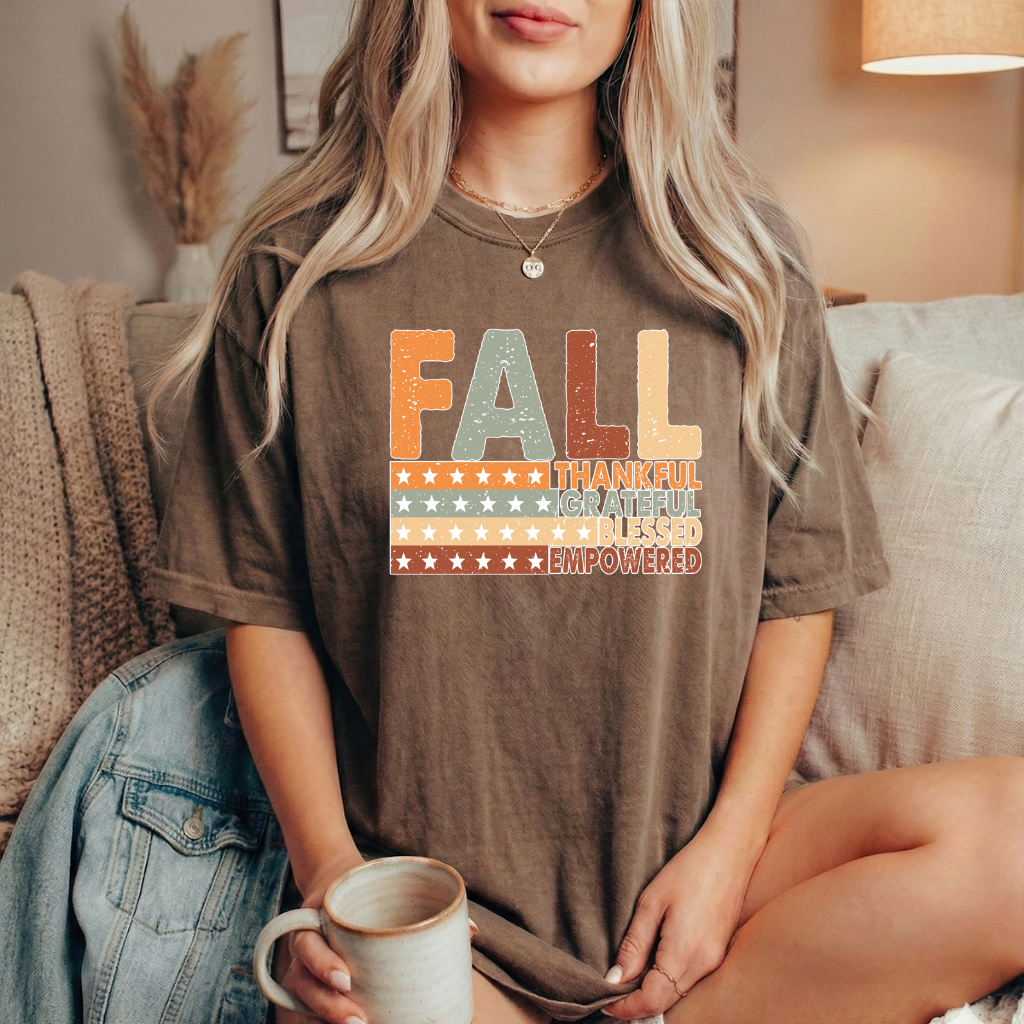 Fall Thankful Grateful Blessed Shirt | Autumn Graphic Tee | Thanksgiving Empowerment Shirt | Comfort Colors® 1717 Fall T-Shirt | Inspirational Fall Tee