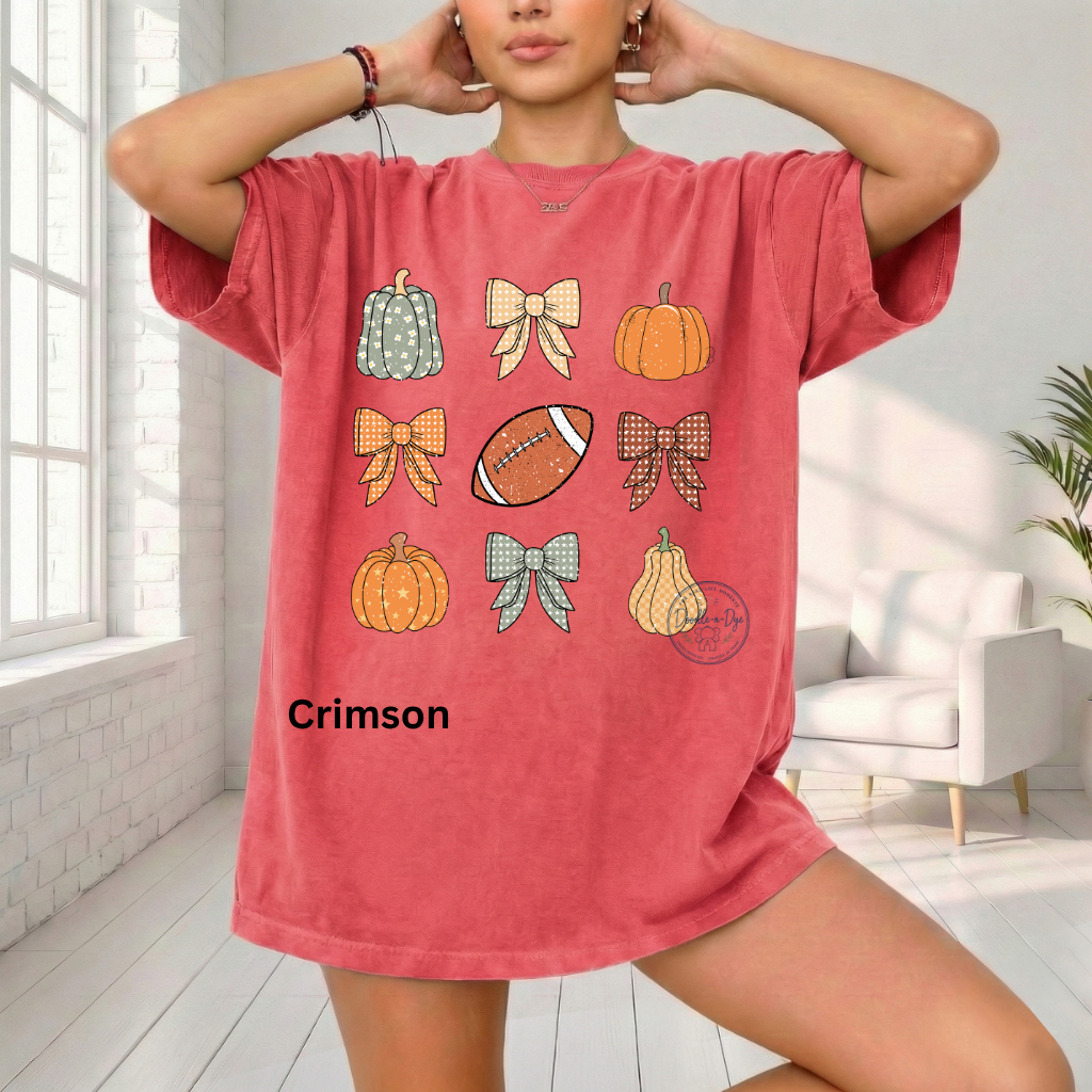 Football & Pumpkins Shirt | Comfort Colors® 1717 Fall Football T-Shirt | Cute Game Day Pumpkin Tee | Coquette Football Shirt | Fall Graphic Tee