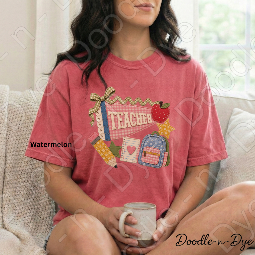 Vintage Teacher Shirt | Back to School Comfort Colors Tee | Retro Patchwork Teacher Graphic Tee | Cute Teacher Gift | Comfort Colors 1717