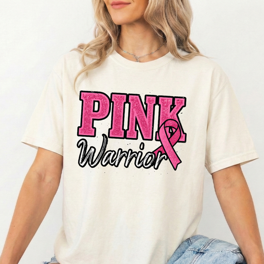 Breast Cancer Awareness Tee, Pink Ribbon Comfort Colors Shirt, Pink Warrior T-Shirt, Gift for Her