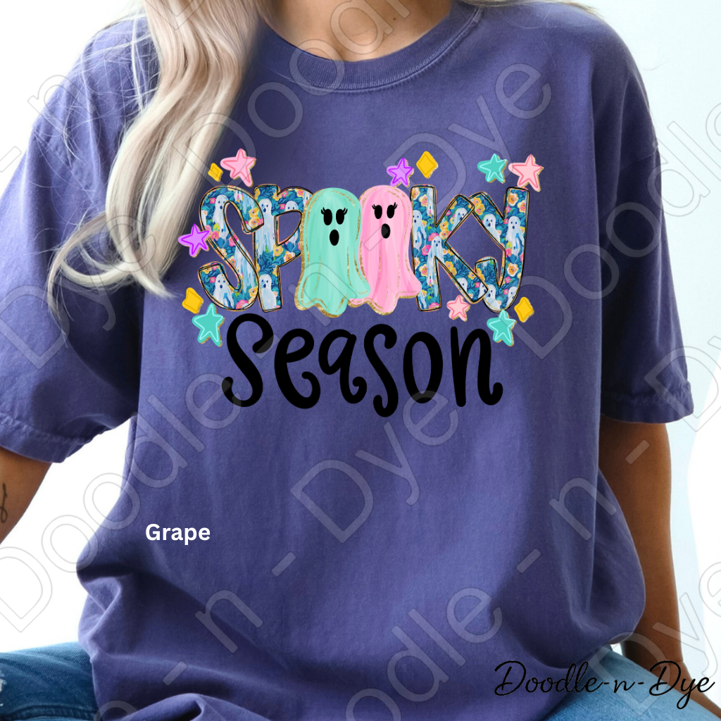 Preppy Spooky Season Ghost Shirt | Cute Halloween Comfort Colors® T-Shirt | Pastel Ghost Graphic Tee | Whimsical Fall Shirt | Cozy Halloween Tee