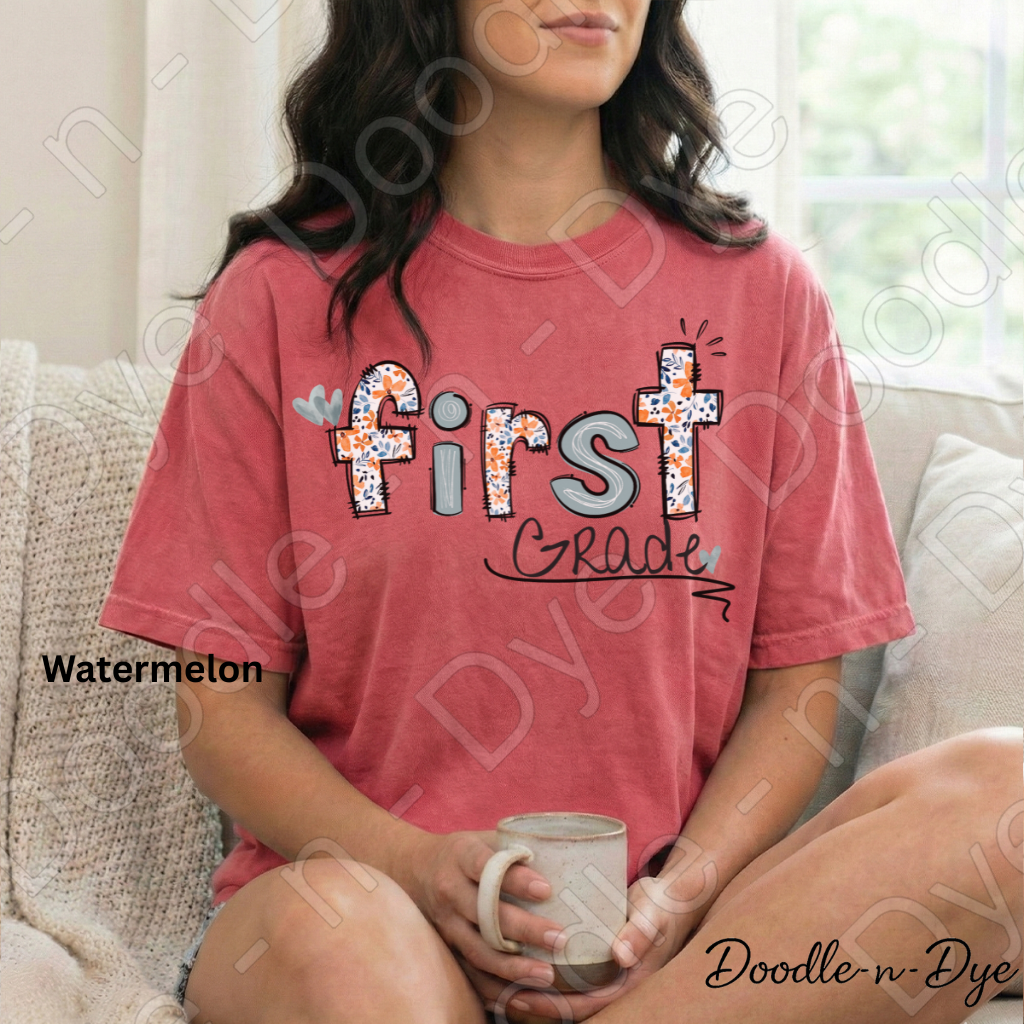 First Grade Teacher Shirt – Colorful Comfort Colors Classroom Tee - Teacher Appreciation Gift