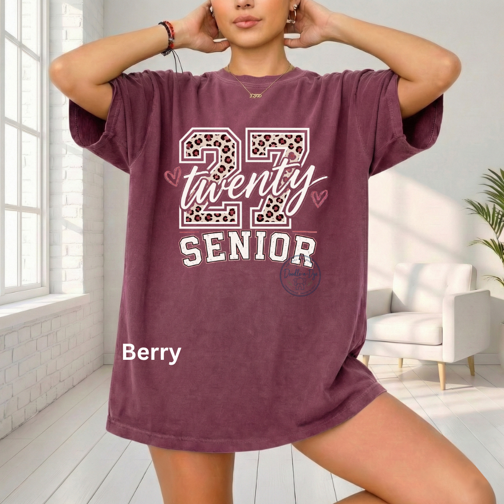 Senior 2027 Cheetah Print Shirt | Class of 2027 Comfort Colors® T-Shirt | Pink Senior Year Tee | Cute Graduation Shirt | Senior Gift for Her