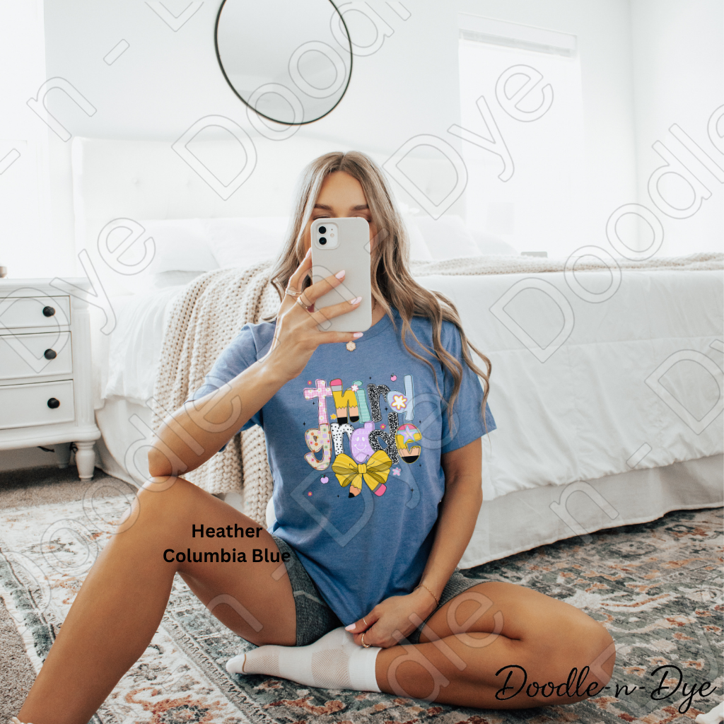 Third Grade Teacher Shirt with Pencil Bow – Bella + Canvas Back‑to‑School Tee for Teachers, Staff, Classroom Prep & First‑Day Outfits