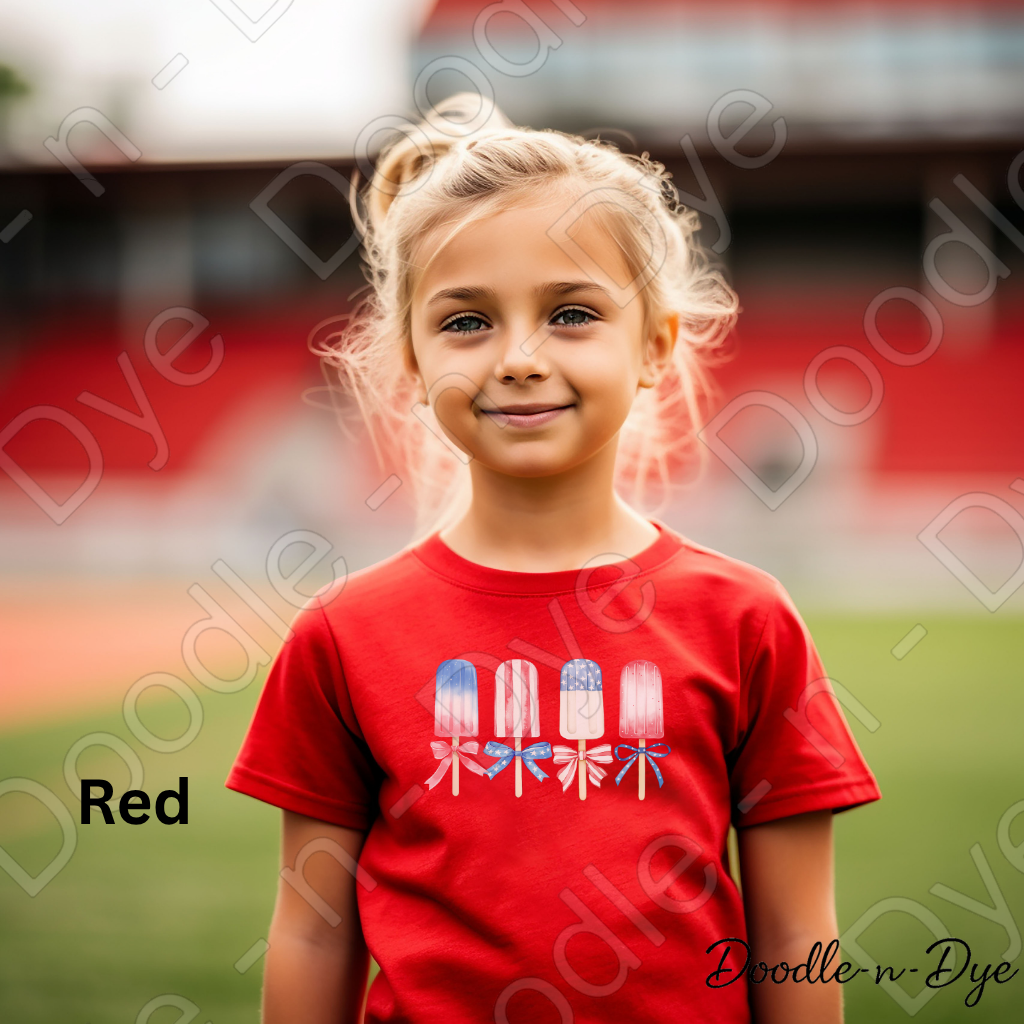 Youth Patriotic Popsicle Shirt – Red White Blue Summer Tee - July 4th T-Shirt