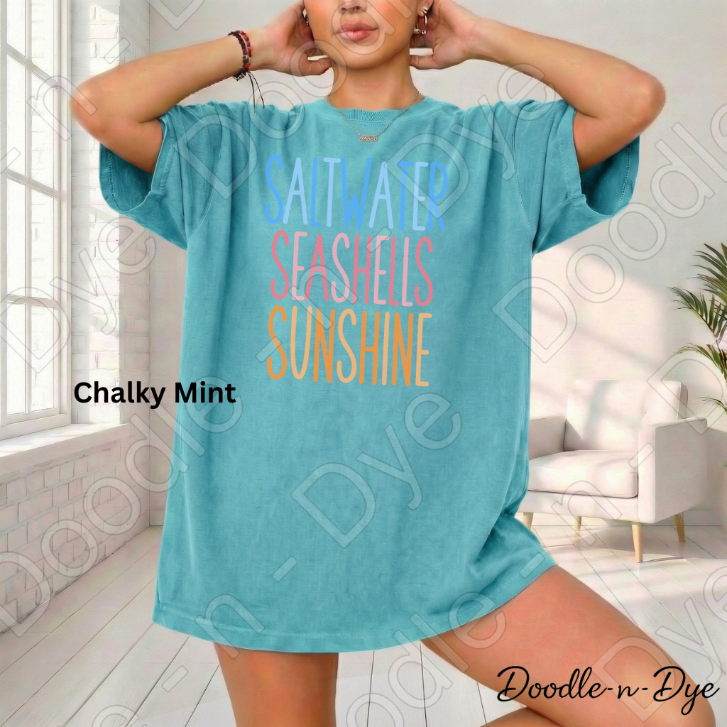 Saltwater Seashells Sunshine Shirt – Comfort Colors Beach Tee - Matching Family Tees