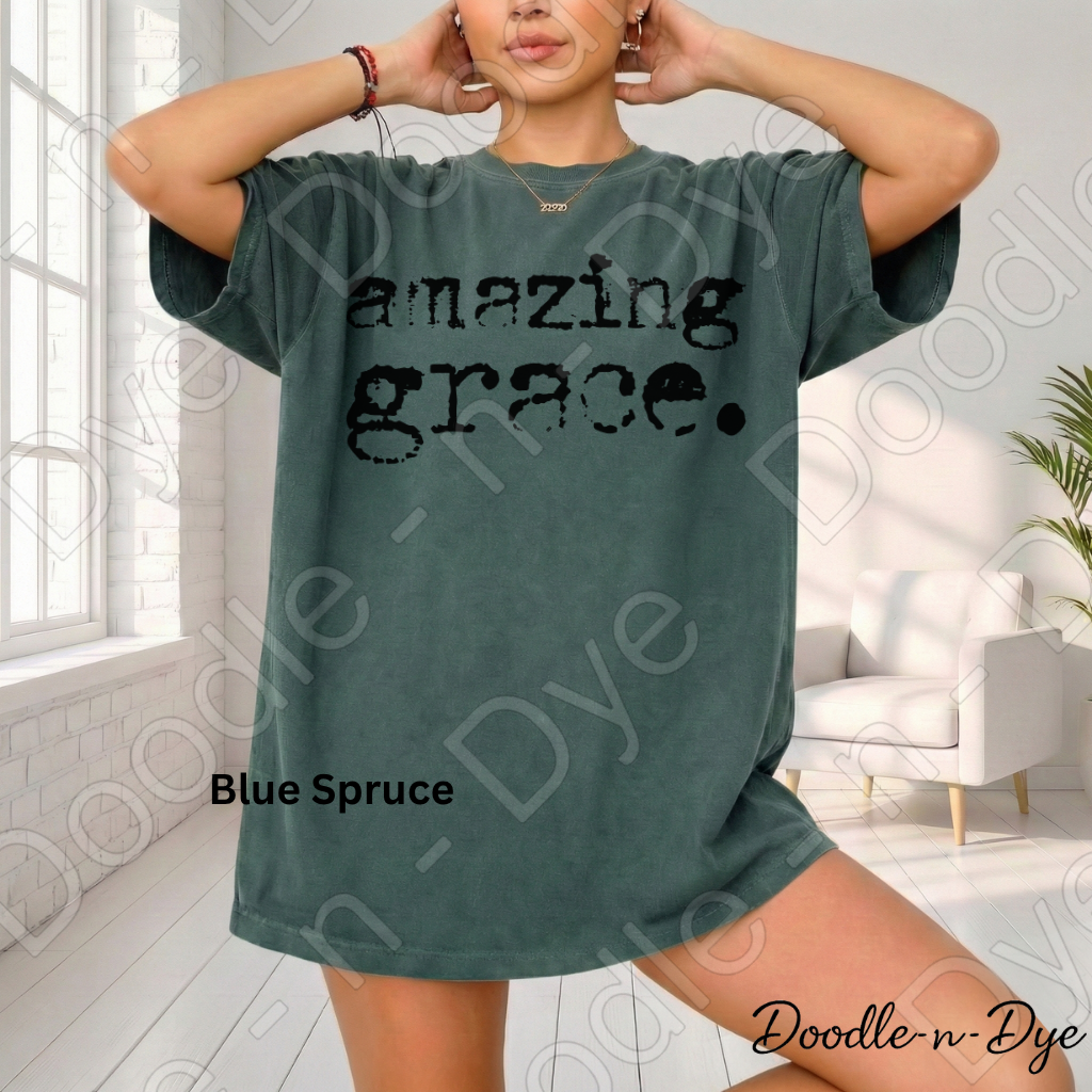 Christian Amazing Grace Shirt, Comfort Colors Vintage Faith-Based Tee, Christian Typography Typewrite T-Shirt