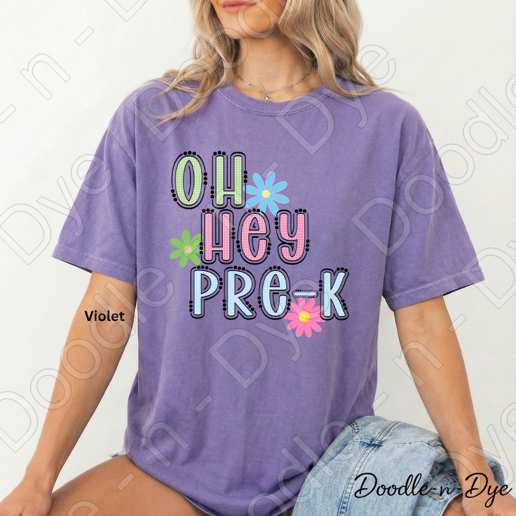 Pre-K Teacher Shirt, Pre-K Comfort Colors Teacher Tee, Doodle-n-Dye Original Design, Grade Level Pre-K Teacher Shirt, Preschool Teacher Gift, Back to School Teacher Tee