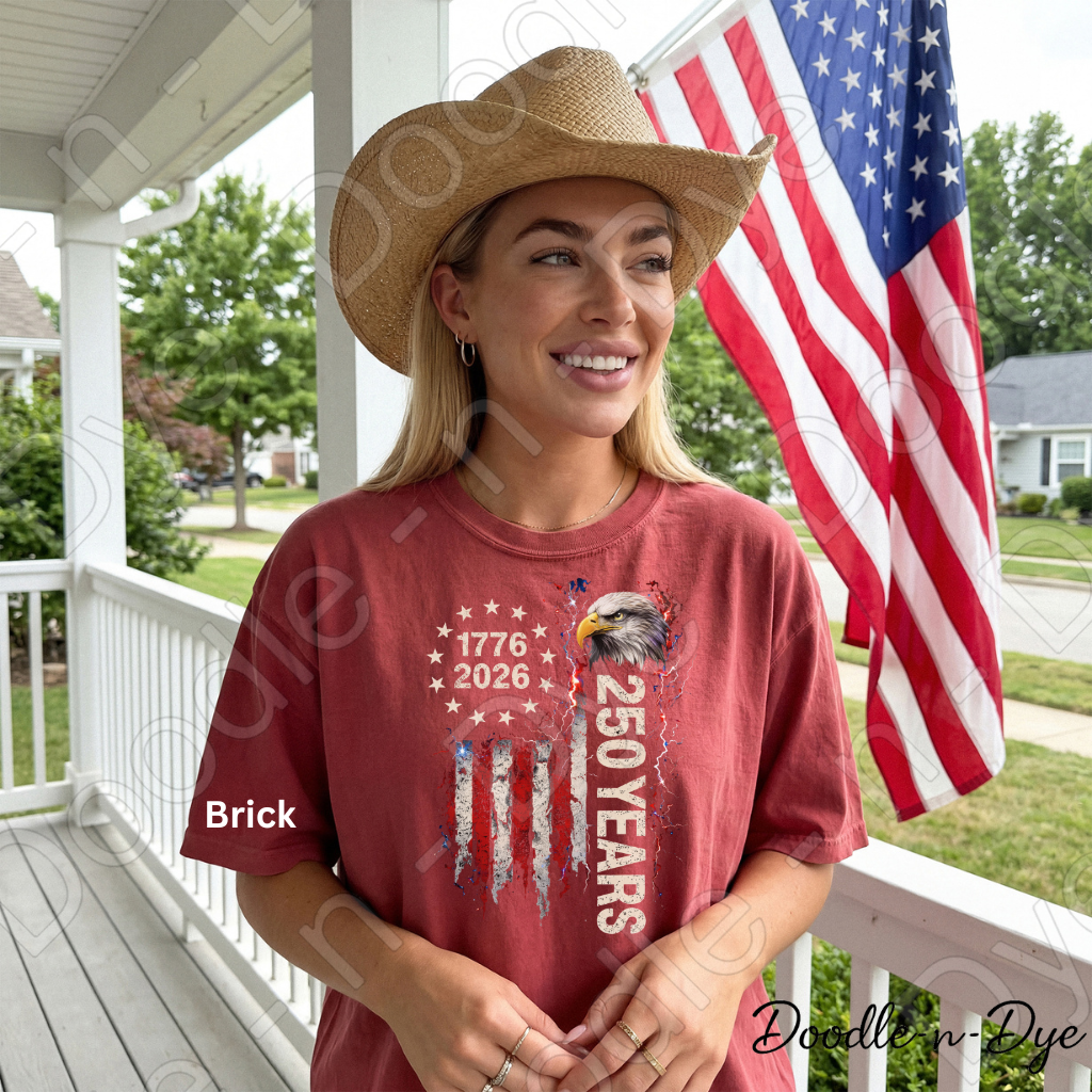America 250 Anniversary Comfort Colors Tee, 1776-2026 July 4th Shirt, Bald Eagle Patriotic T-Shirt