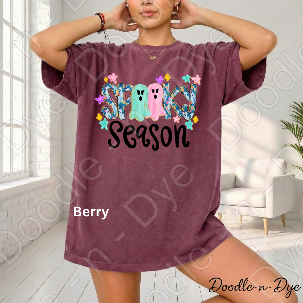 Preppy Spooky Season Ghost Shirt | Cute Halloween Comfort Colors® T-Shirt | Pastel Ghost Graphic Tee | Whimsical Fall Shirt | Cozy Halloween Tee