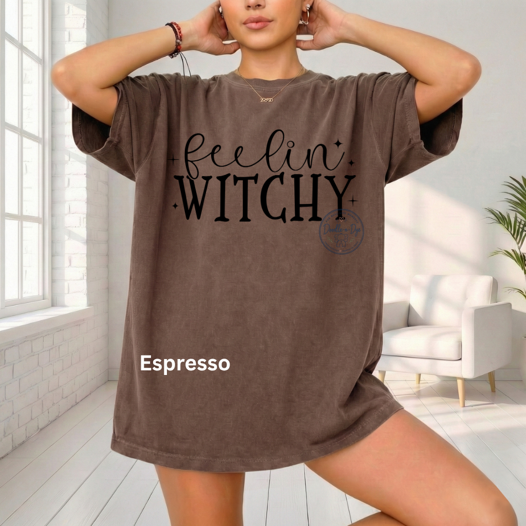 Feelin' Witchy Shirt | Comfort Colors® 1717 Halloween T-Shirt | Cute Fall Witch Graphic Tee | Spooky Season Shirt | Boutique Halloween Tee