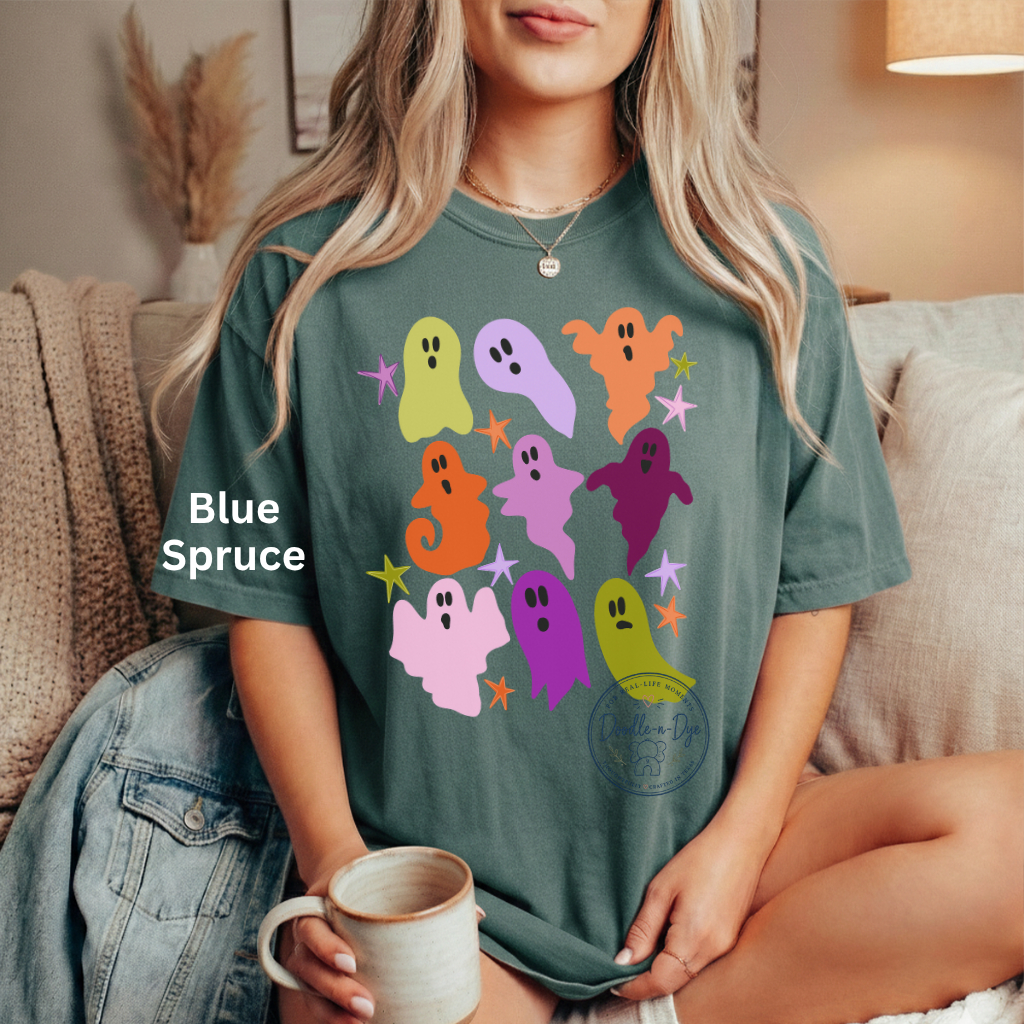 Cute Colorful Ghost Shirt | Comfort Colors® Halloween T-Shirt | Fall Spooky Season Ghost Tee | Pastel Halloween Shirt | Cute Ghost Graphic Tee