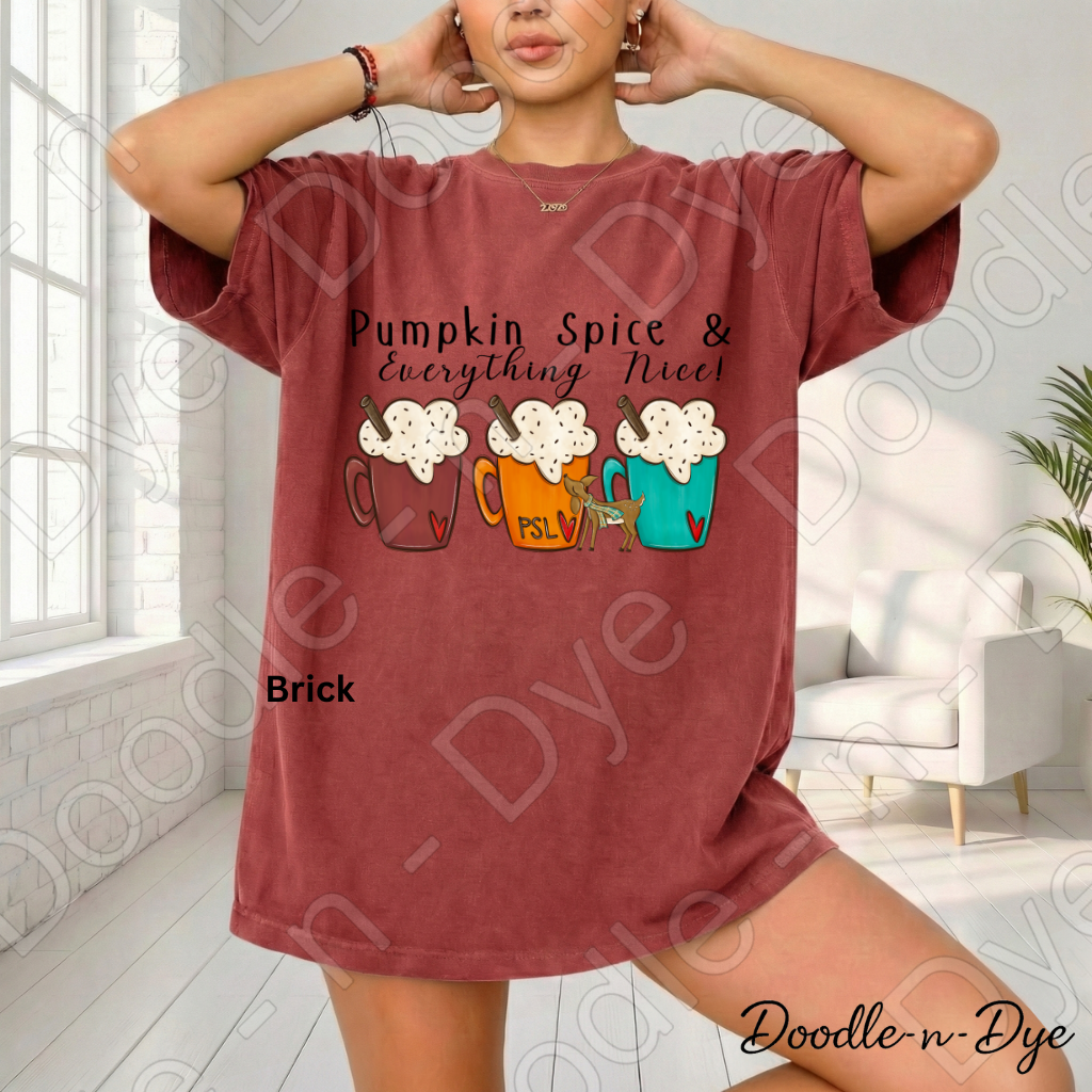 Pumpkin Spice & Everything Nice Shirt | Comfort Colors 1717 | PSL Fall Tee | Pumpkin Spice Latte Shirt | Cozy Autumn Graphic Tee