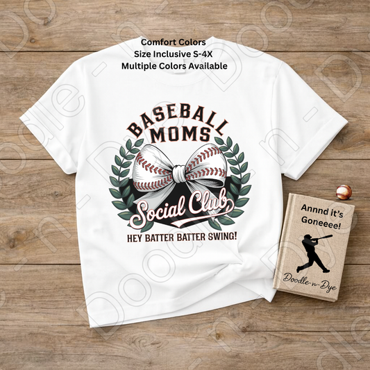 Baseball Moms Comfort Colors Tee, Moms Social Club Baseball Shirt, Hey Batter Batter Shirt, Baseball Moms Graphic, Baseball Moms Social Club T-Shirt