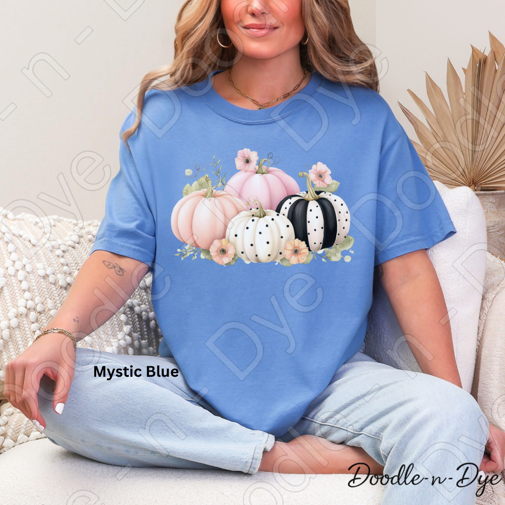 Shabby Chic Pumpkin Shirt, Pink Pumpkin Farmhouse Tee, Comfort Colors Fall Shirt, Cottagecore Pumpkin Shirt, Floral Autumn Graphic Tee