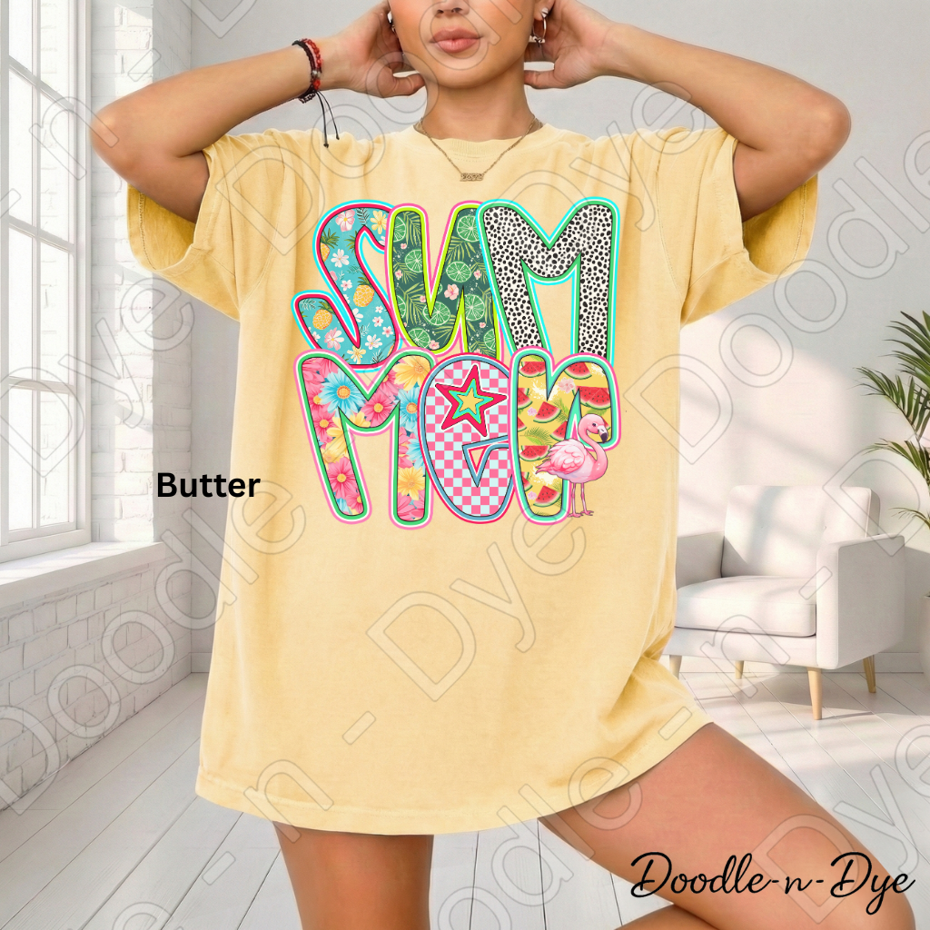 Summer Pattern Shirt – Colorful Comfort Colors Flamingo Tee - Gift for Her - Teacher Appreciation