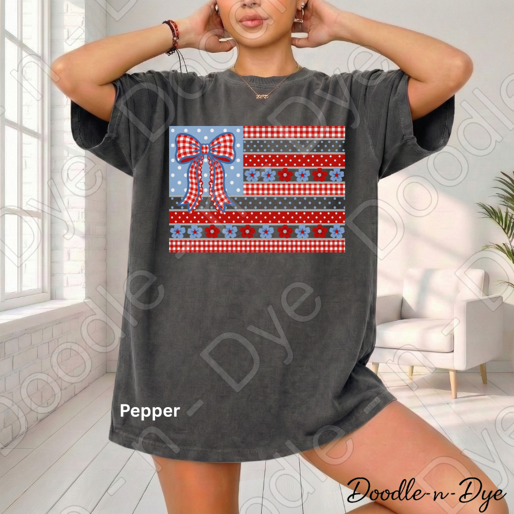 Patriotic Independence Day Comfort Colors Tee, Patchwork Quilt July 4th Shirt, Red White Blue 250th Anniversary T-Shirt