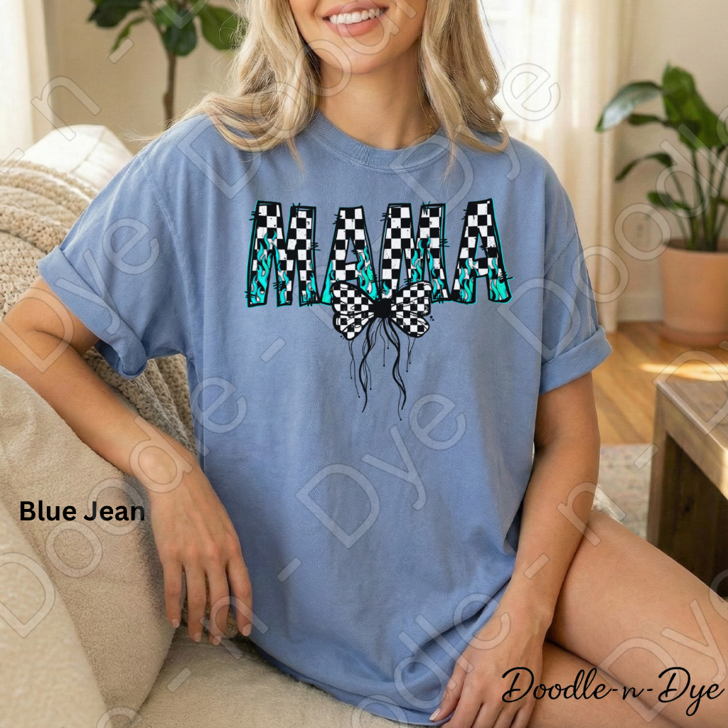 Mama Checkered Leopard Bow Shirt – Trendy Comfort Colors Mom Tee - Mother's Day Gift