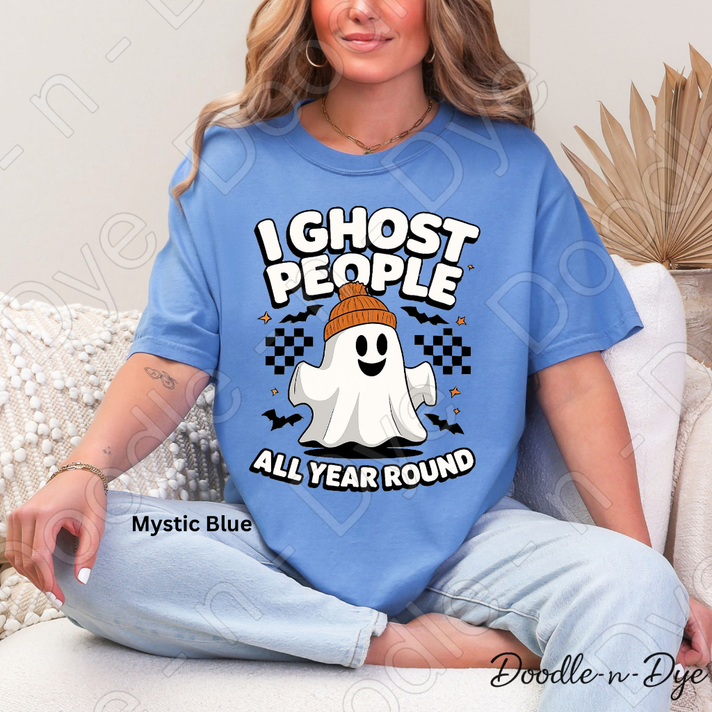 I Ghost People All Year Round Shirt, Funny Ghost Halloween Tee, Comfort Colors Ghost Shirt, Introvert Humor Shirt, Cute Spooky Season Tee, Ghost Lover Gift