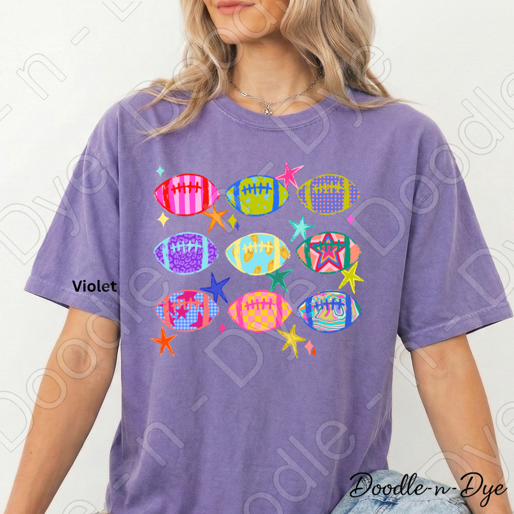 Colorful Football Shirt | Retro Game Day Comfort Colors Tee | Football Lover Graphic Shirt | Women's Football Season Tee | Comfort Colors Fall Football Tee