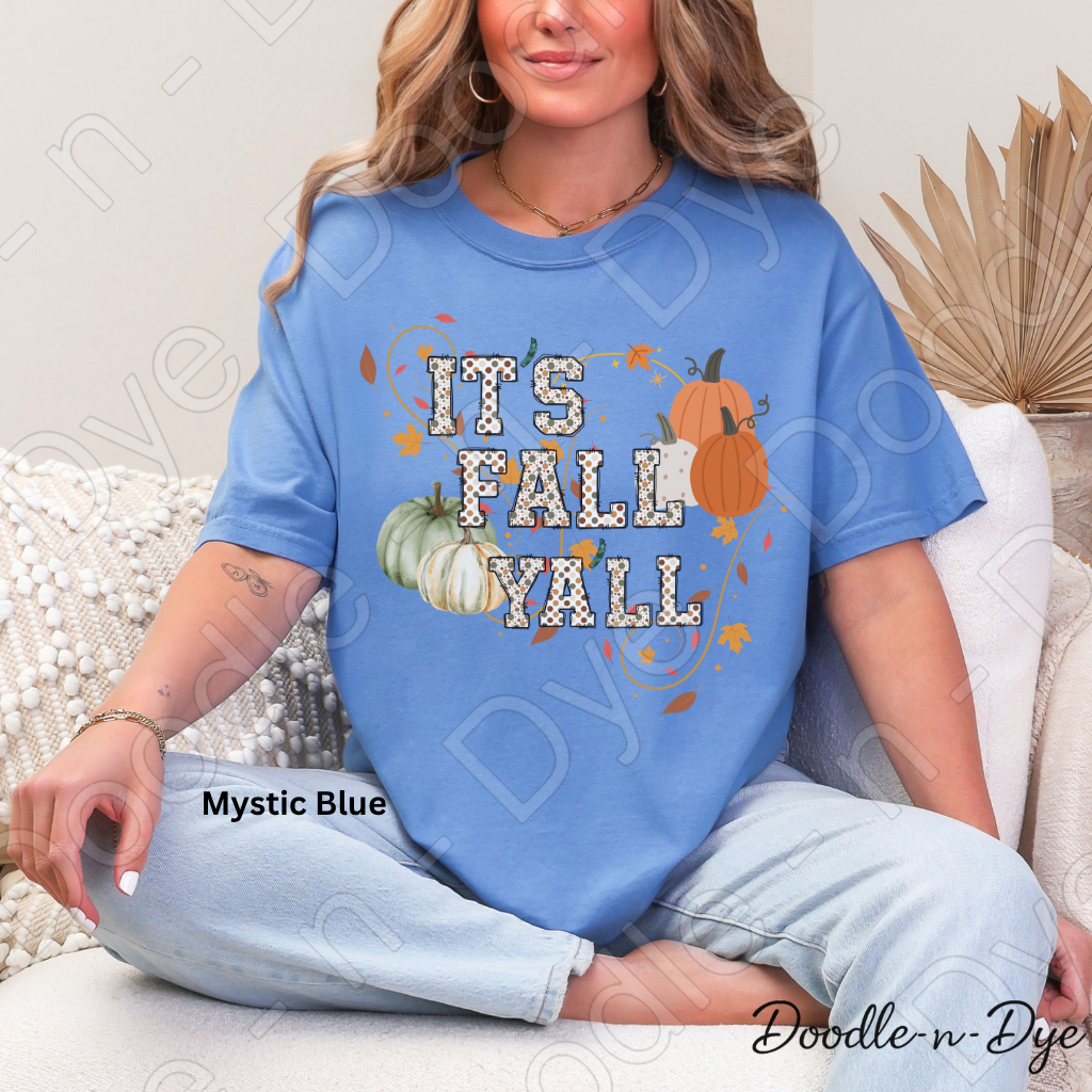 It's Fall Y'all Shirt, Doodle-n-Dye Original, Comfort Colors Fall Tee, Pumpkin Autumn Shirt, Farmhouse Fall Graphic Tee