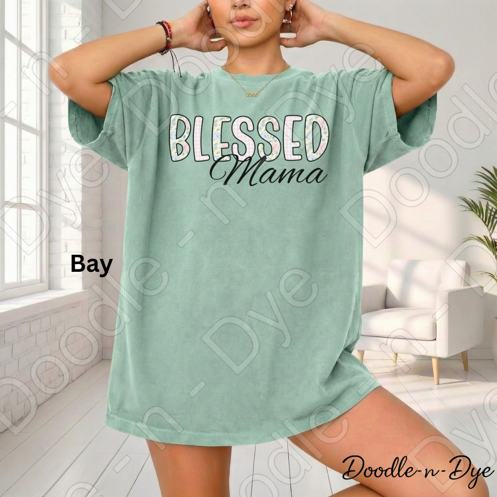 Blessed Mama Shirt – Comfort Colors 1717 Floral Mom Tee - Mother's Day Gift