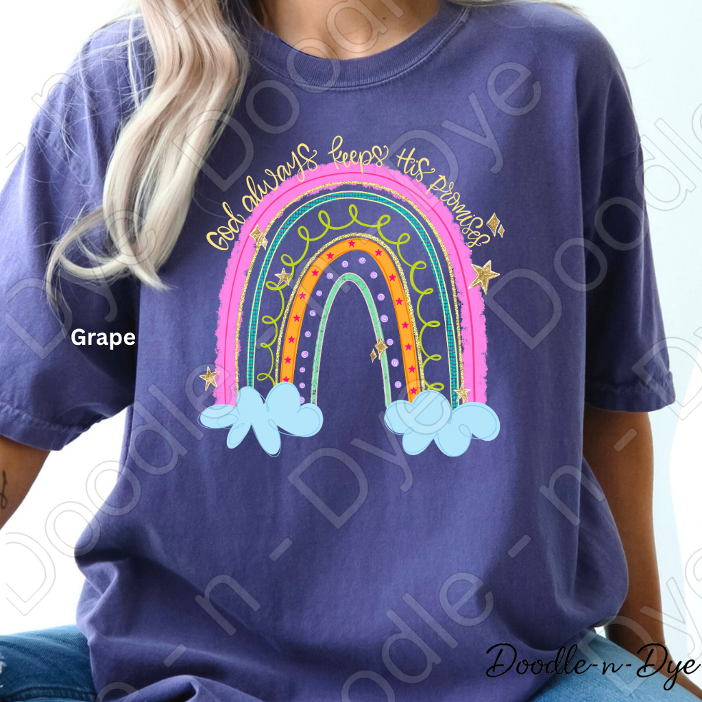 God Always Keeps His Promises Shirt, Christian Rainbow Tee, Faith Comfort Colors Shirt, Inspirational Bible Verse Tee, Christian Gift for Women