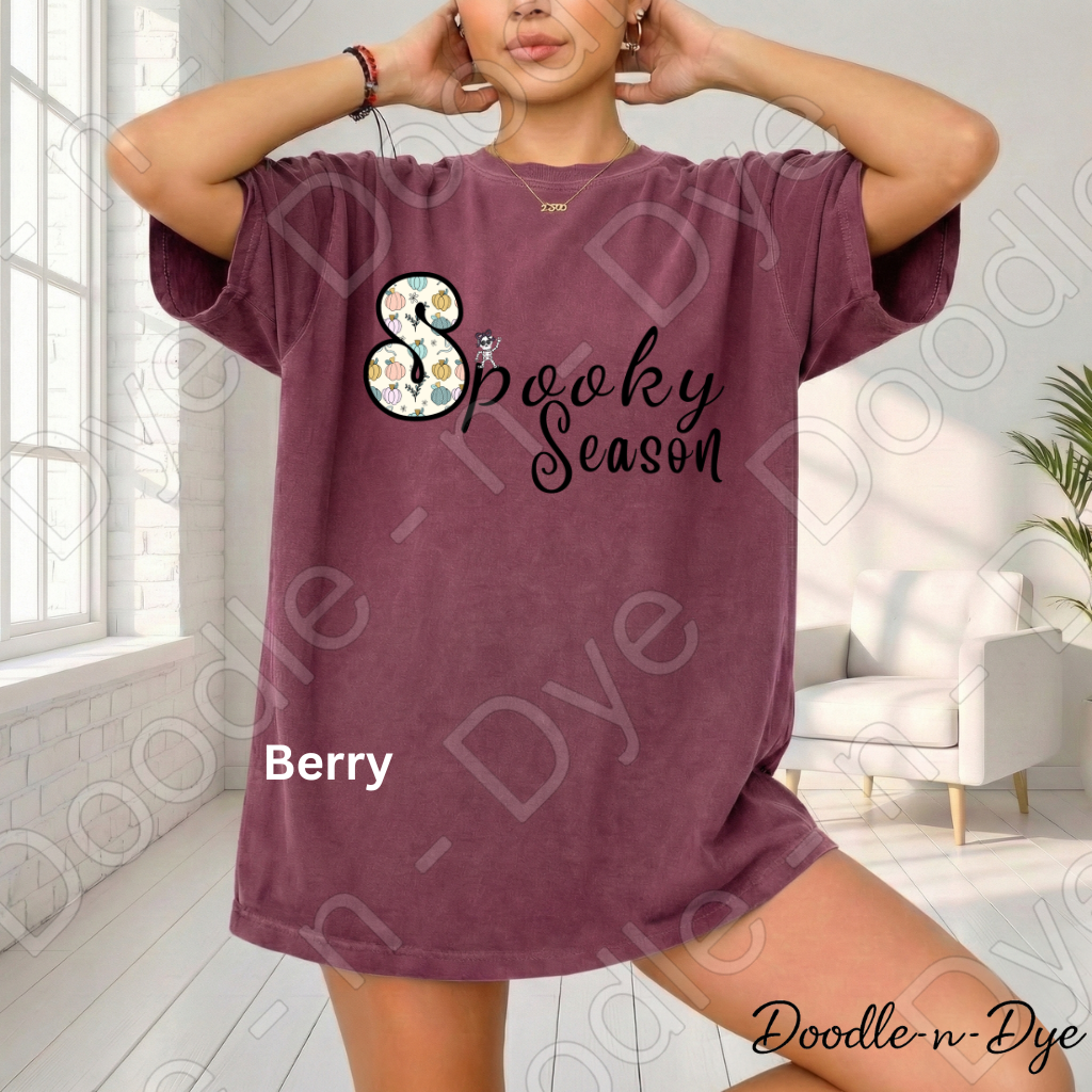 Spooky Season Shirt | Original Cute Halloween Comfort Colors® T-Shirt | Whimsical Ghost & Skeleton Fall Tee | Cozy Autumn Graphic Shirt