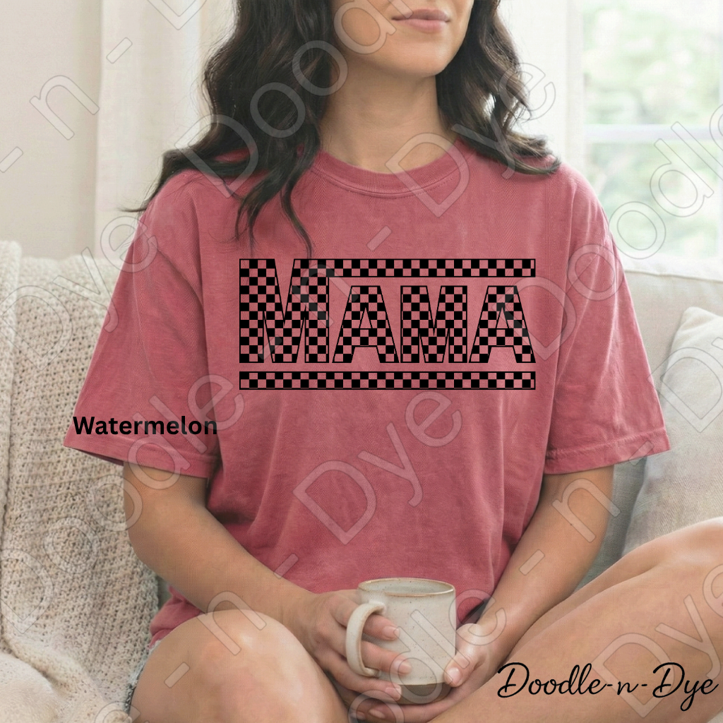 Retro MAMA Comfort Colors Tee, Mother's Day Shirt, Checkered MAMA Graphic T-Shirt, Gift for Her
