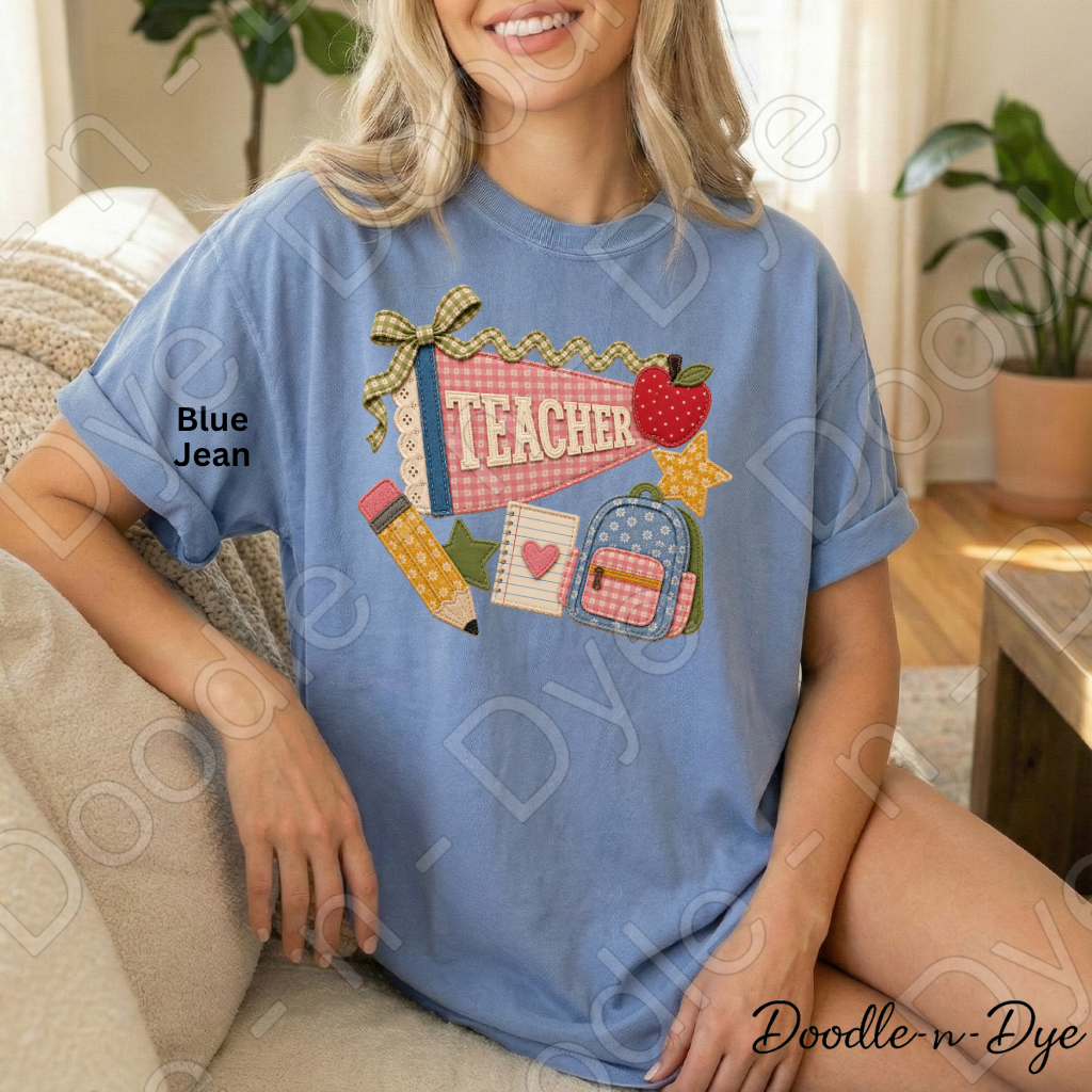Vintage Teacher Shirt | Back to School Comfort Colors Tee | Retro Patchwork Teacher Graphic Tee | Cute Teacher Gift | Comfort Colors 1717
