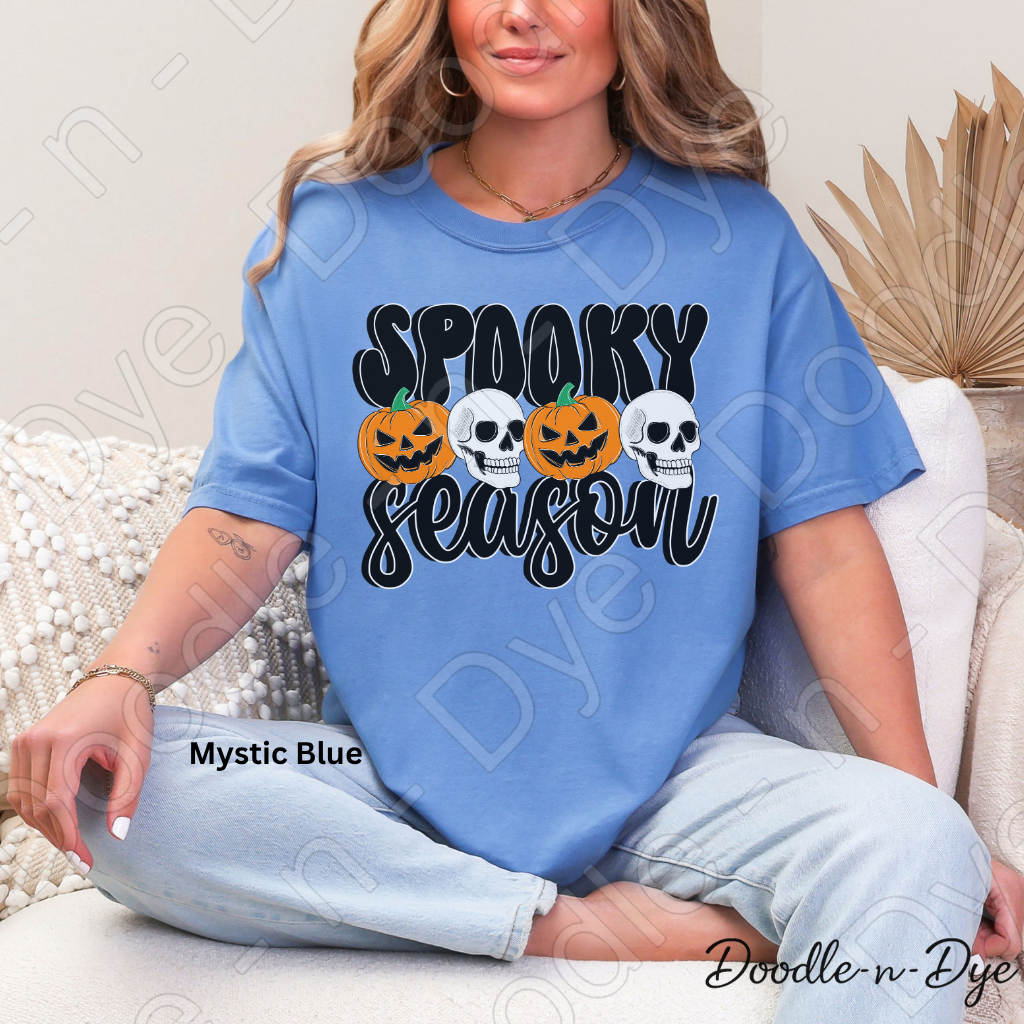 Spooky Season Shirt, Halloween Pumpkin Skull Tee, Comfort Colors Halloween Shirt, Cute Spooky Fall Graphic Tee, October Pumpkin Shirt