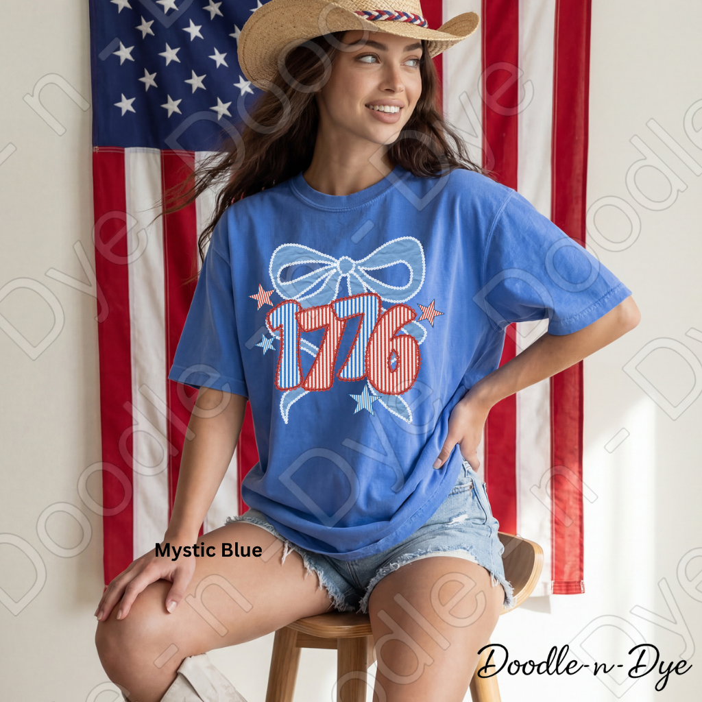 1776 Patriotic Shirt, USA 1776 Comfort Colors Tee, Fourth of July Shirt, America Coquette Bow Shirt, Patriotic Graphic Tee, Independence Day Shirt, 250th USA Anniversary