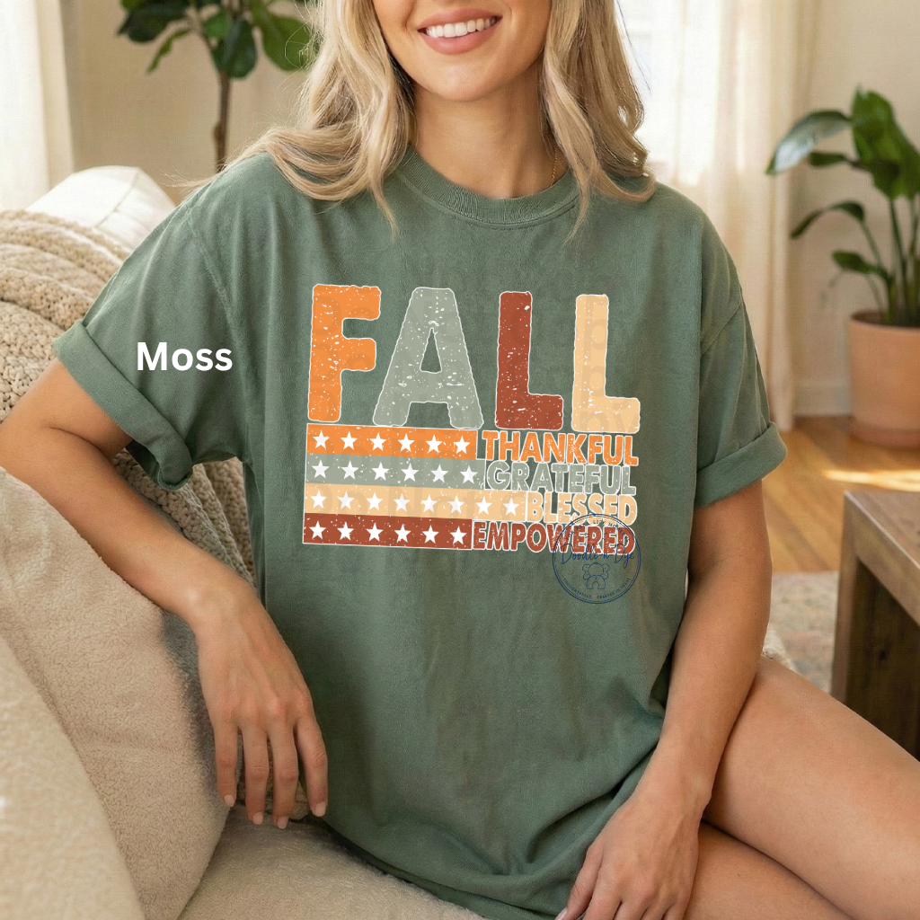 Fall Thankful Grateful Blessed Shirt | Autumn Graphic Tee | Thanksgiving Empowerment Shirt | Comfort Colors® 1717 Fall T-Shirt | Inspirational Fall Tee