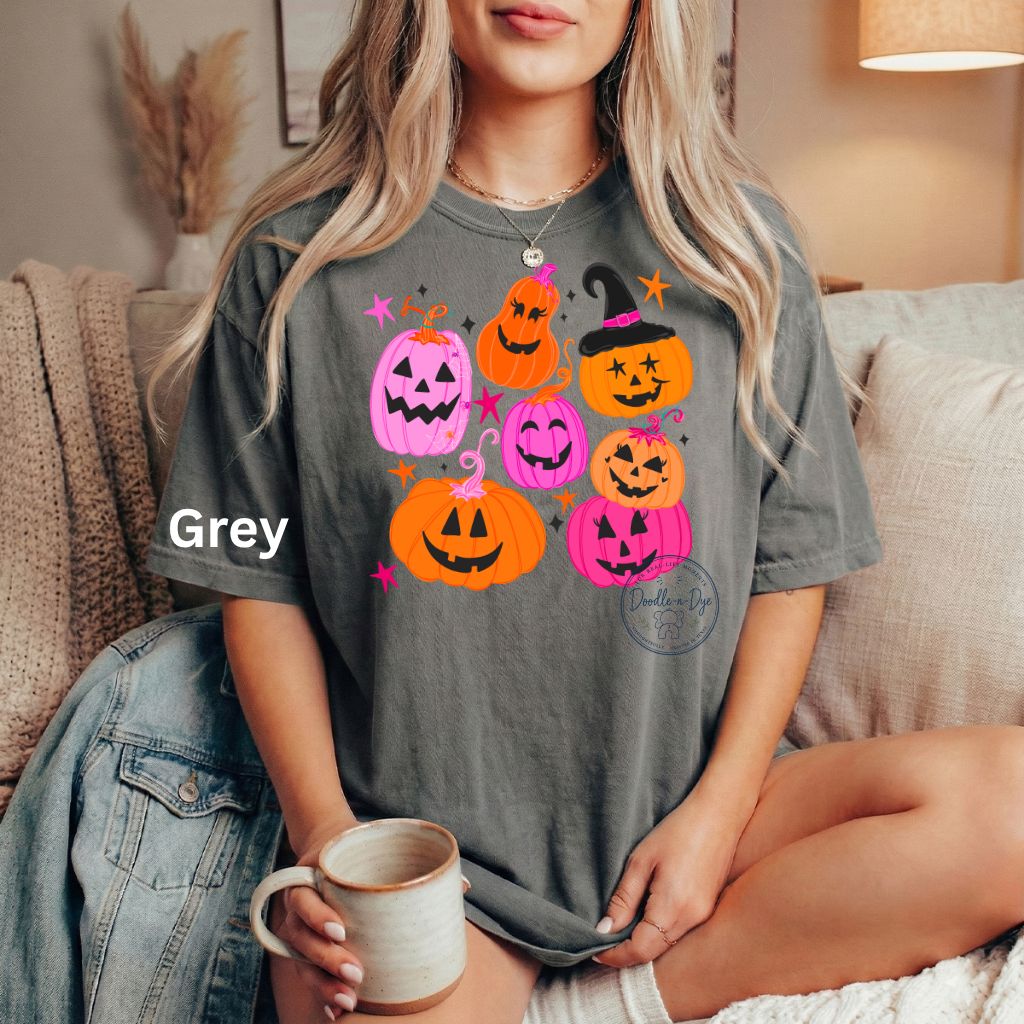 Cute Halloween Pumpkin Shirt | Comfort Colors® 1717 Jack O Lantern T-Shirt | Fall Colorful Pumpkin Graphic Tee | Spooky Season Shirt
