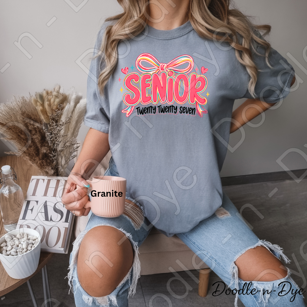Senior 2027 Shirt Class of 2027 Comfort Colors® T-Shirt | Cute Coquette GO Senior Year Tee | Graduation Shirt | Senior Gift