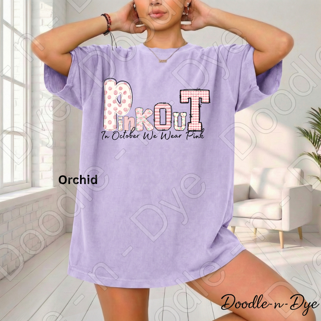 Pink Out – In October We Wear Pink | Original Breast Cancer Awareness Comfort Colors® T-Shirt | Pink Ribbon Survivor Support Tee