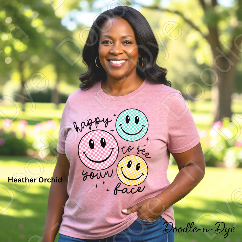 Teacher Happy to See Your Face Smiley Shirt, Bella Canvas Colorful Graphic Tee, Gift for Teacher