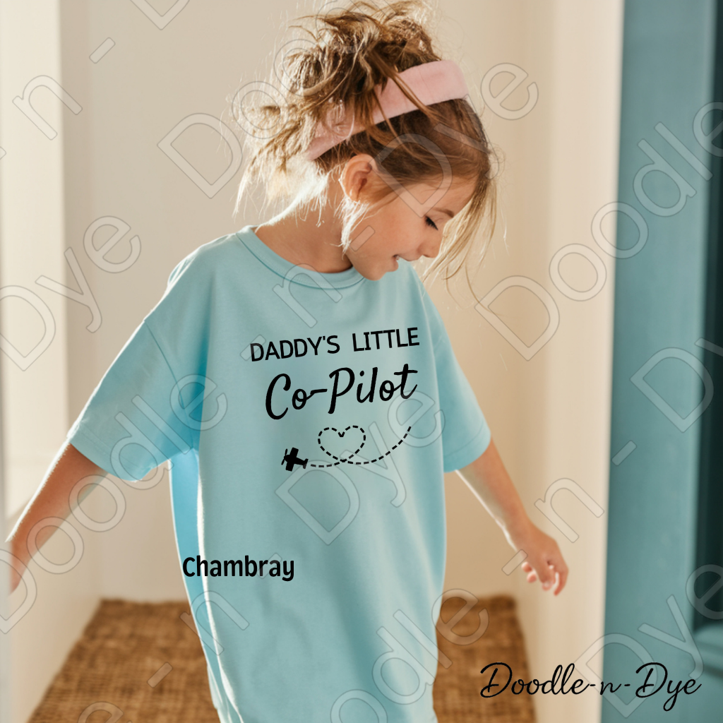 Youth Daddy's Little Co-Pilot Comfort Colors Tee, Father's Day Kids Shirt, Happy Father's Day Shirt, Daddy's Co Pilot Tee