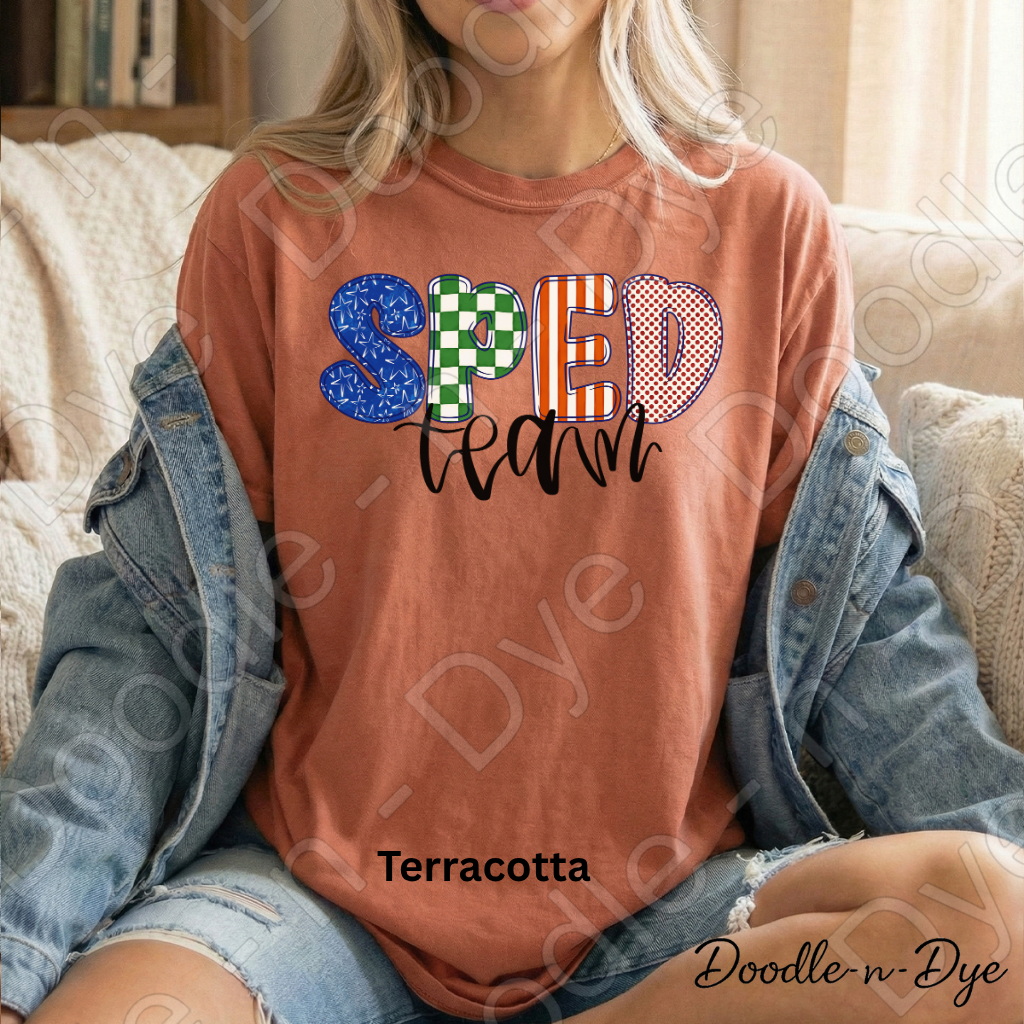 SPED Team Shirt | Special Education Teacher Shirt | Back to School Comfort Colors 1717 | SPED Teacher Tee | Original Doodle-n-Dye Design | Grade Level SPED Team Shirt