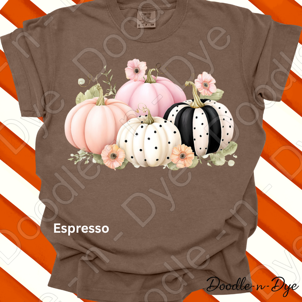 Shabby Chic Pumpkin Shirt, Pink Pumpkin Farmhouse Tee, Comfort Colors Fall Shirt, Cottagecore Pumpkin Shirt, Floral Autumn Graphic Tee