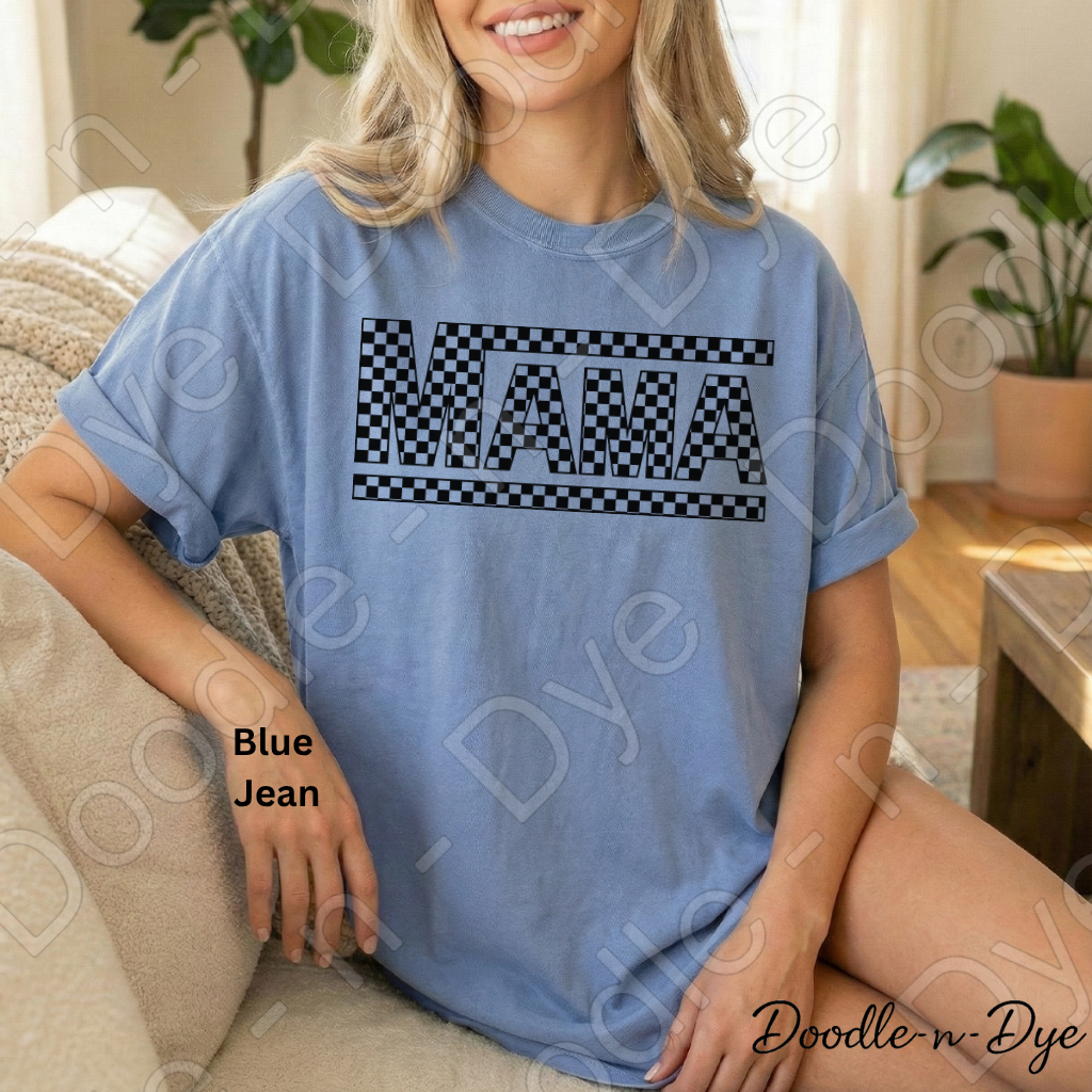 Retro MAMA Comfort Colors Tee, Mother's Day Shirt, Checkered MAMA Graphic T-Shirt, Gift for Her