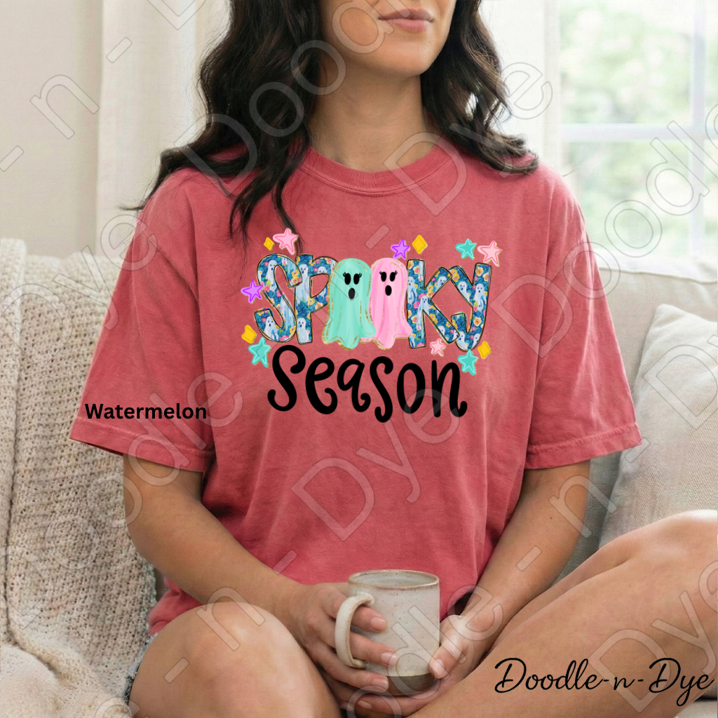 Preppy Spooky Season Ghost Shirt | Cute Halloween Comfort Colors® T-Shirt | Pastel Ghost Graphic Tee | Whimsical Fall Shirt | Cozy Halloween Tee