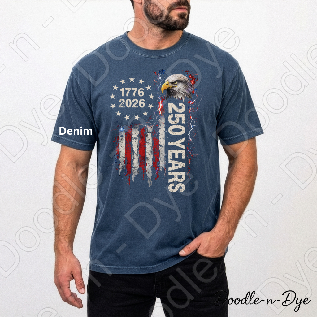 America 250 Anniversary Comfort Colors Tee, 1776-2026 July 4th Shirt, Bald Eagle Patriotic T-Shirt