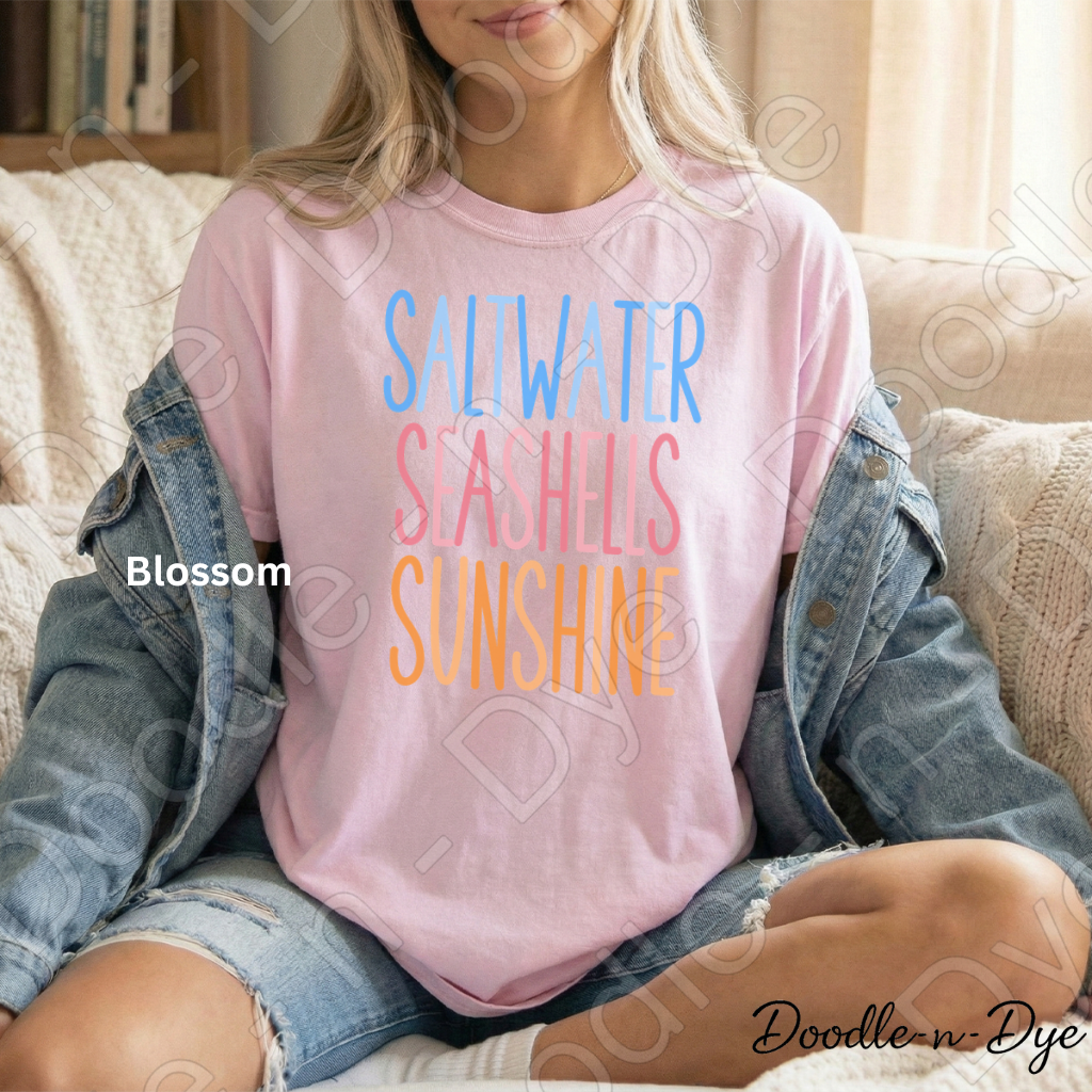Saltwater Seashells Sunshine Shirt – Comfort Colors Beach Tee - Matching Family Tees