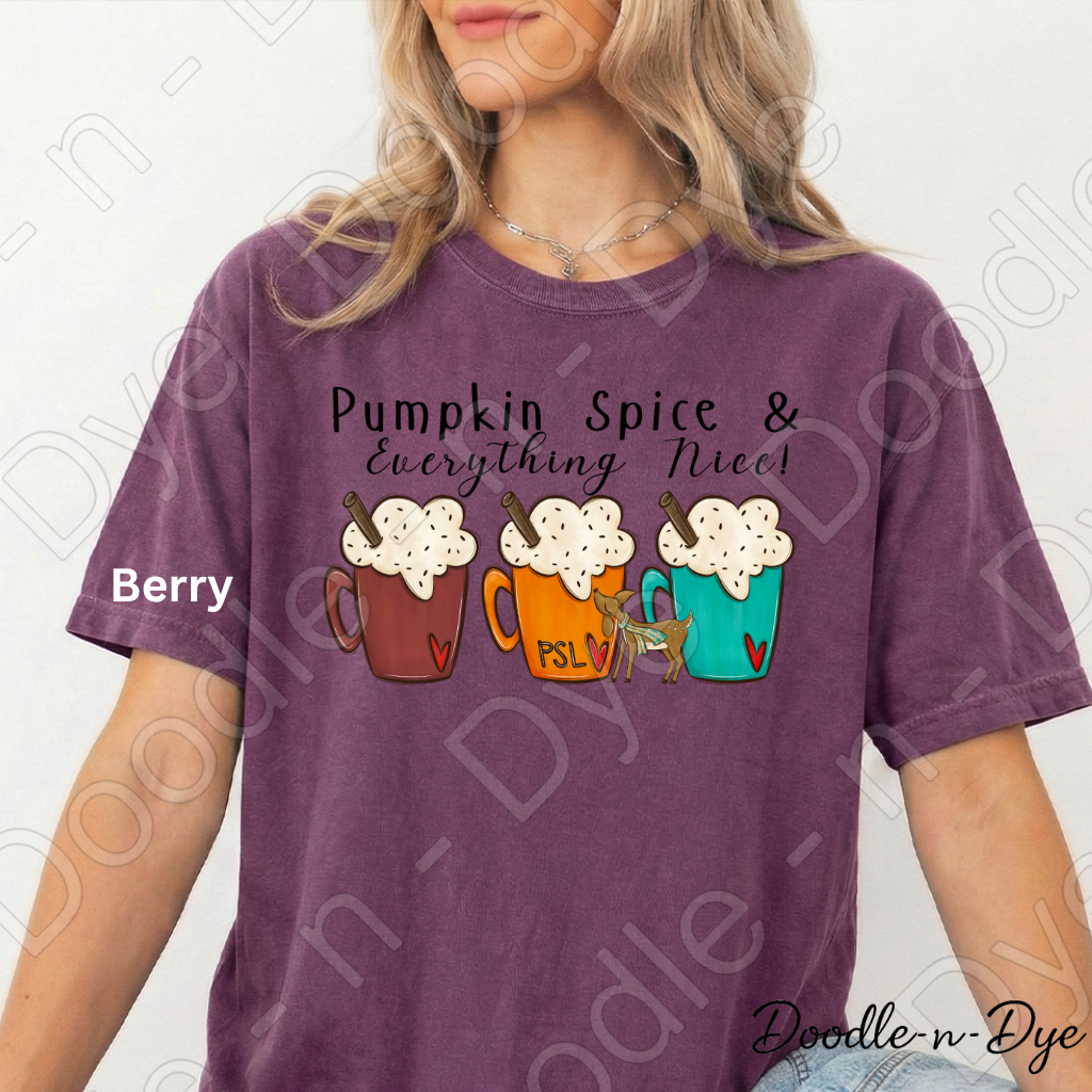 Pumpkin Spice & Everything Nice Shirt | Comfort Colors 1717 | PSL Fall Tee | Pumpkin Spice Latte Shirt | Cozy Autumn Graphic Tee