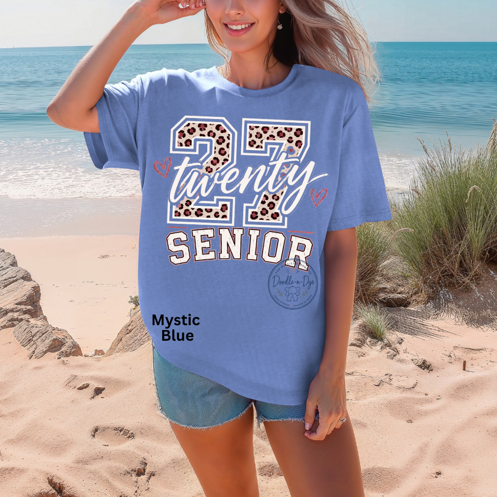 Senior 2027 Cheetah Print Shirt | Class of 2027 Comfort Colors® T-Shirt | Pink Senior Year Tee | Cute Graduation Shirt | Senior Gift for Her