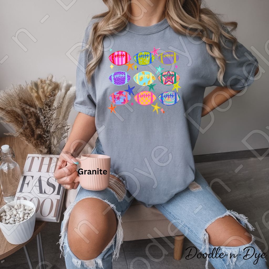 Colorful Football Shirt | Retro Game Day Comfort Colors Tee | Football Lover Graphic Shirt | Women's Football Season Tee | Comfort Colors Fall Football Tee