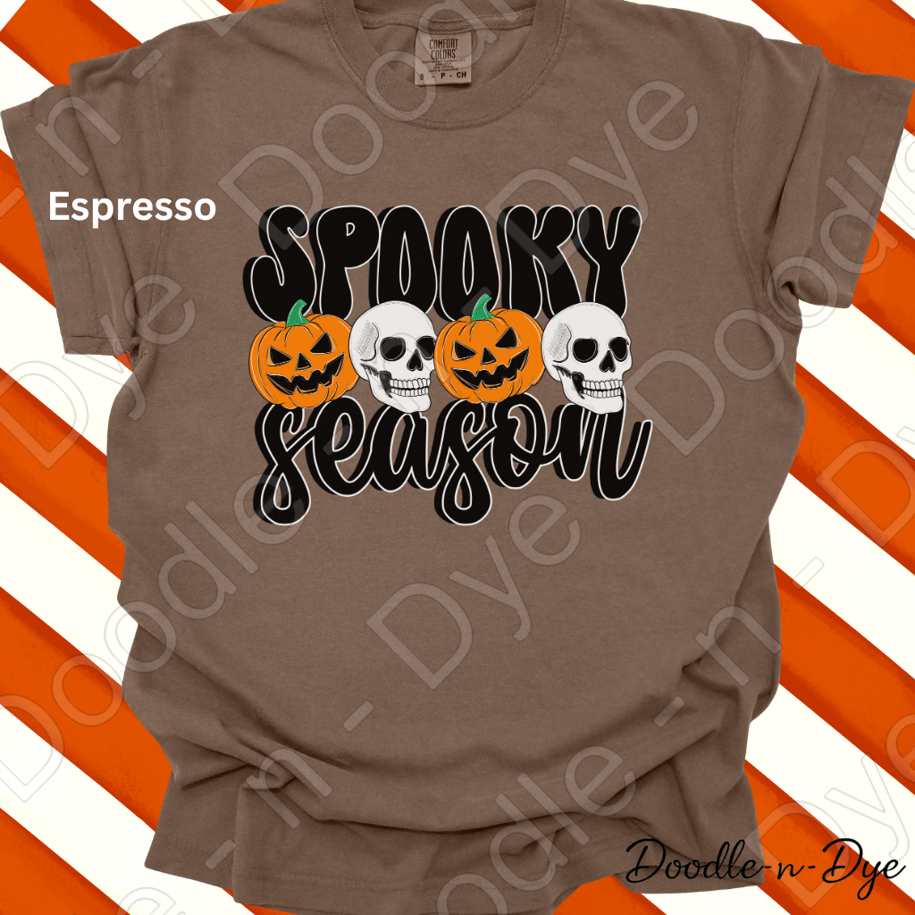 Spooky Season Shirt, Halloween Pumpkin Skull Tee, Comfort Colors Halloween Shirt, Cute Spooky Fall Graphic Tee, October Pumpkin Shirt