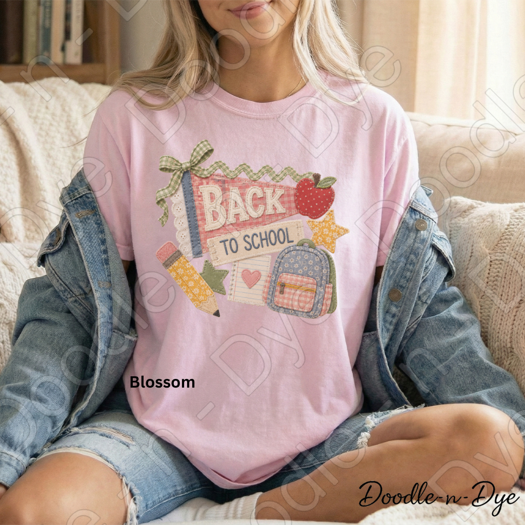 Retro Back to School Shirt | Vintage School Comfort Colors Tee | Cute Teacher Shirt | First Day of School Tee | Patchwork School Graphic Shirt